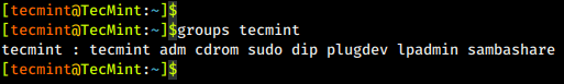 检查Linux中的用户组