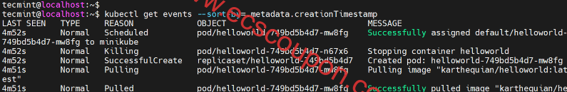 按时间戳列出Kubernetes事件