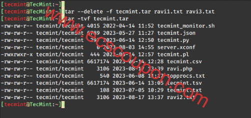 Linux使用指南:在Tar存档中添加、删除和更新文件简单方法-趣云笔记