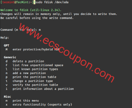 fdisk – 管理Linux磁盘分区