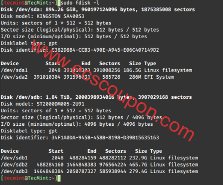fdisk – 列出Linux磁盘分区表