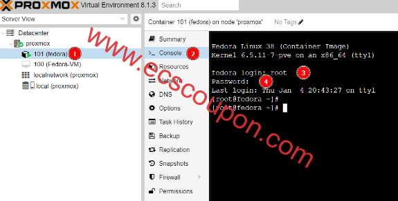 登录Proxmox容器镜像