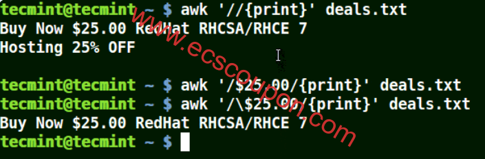 使用带有转义字符的awk