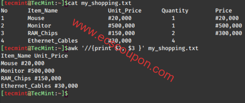 Linux系统中使用Awk打印文件中的字段和列-趣云笔记