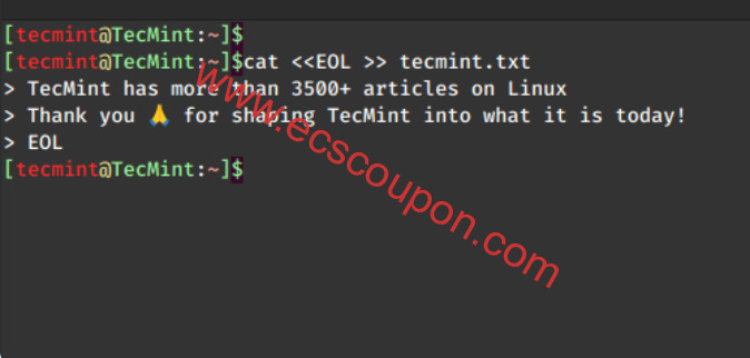 Linux系统向现有文件添加文本的4个命令整理-趣云笔记