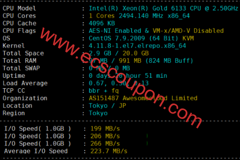 六六云日本软银VPS测评:配置一般大陆优化线路体验较好-趣云笔记