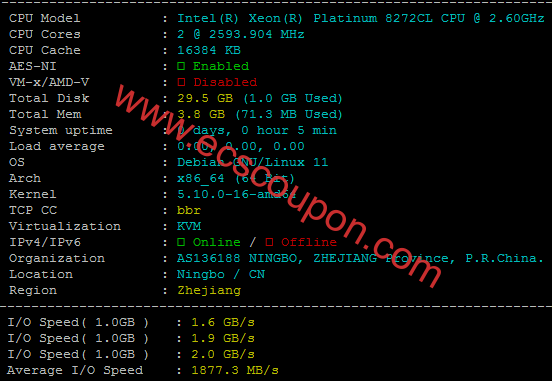 雨云宁波云服务器测评:Xeon® Platinum平台+NVME大硬盘+超大带宽-趣云笔记