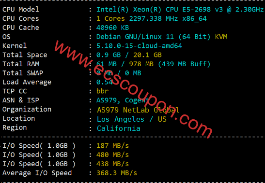 DigitalVirt AS9929美国洛杉矶云服务器测评:延迟低速度快-趣云笔记