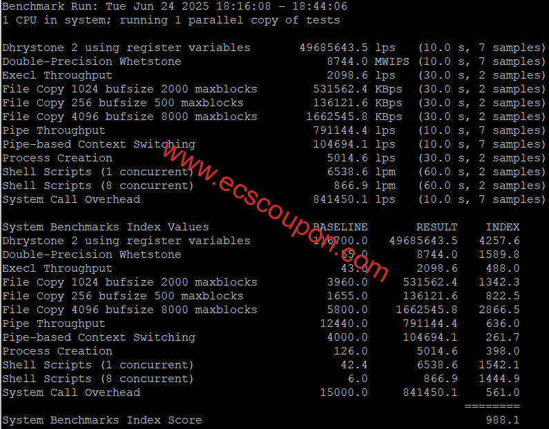 UnixBench跑分测试