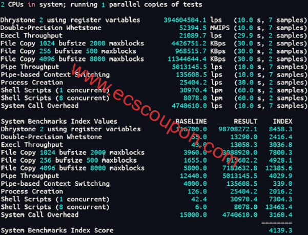 UnixBench跑分测试