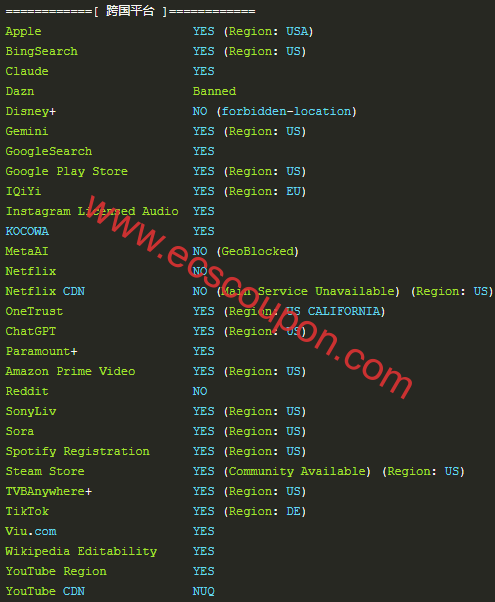 流媒体解锁测试