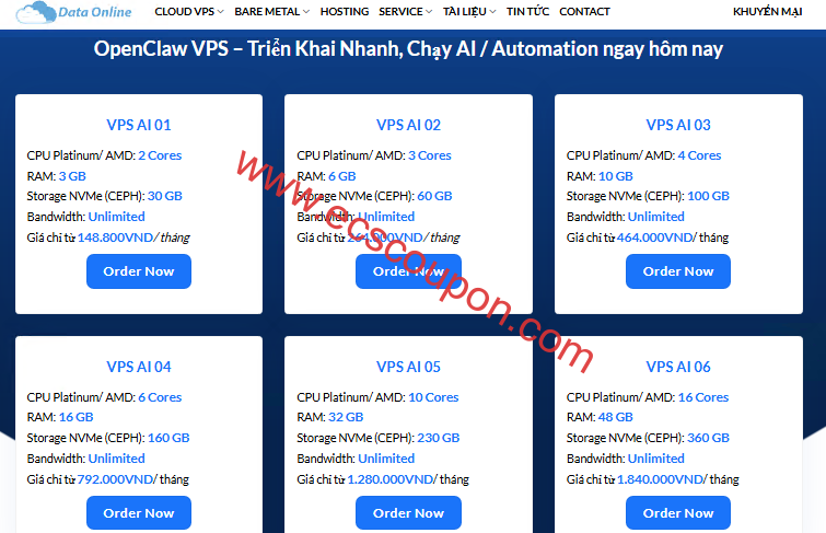 DataOnline OpenClaw越南VPS