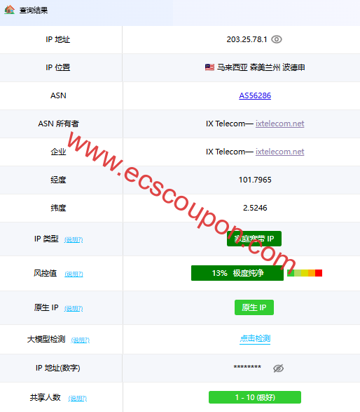 ping0.cc检测数据