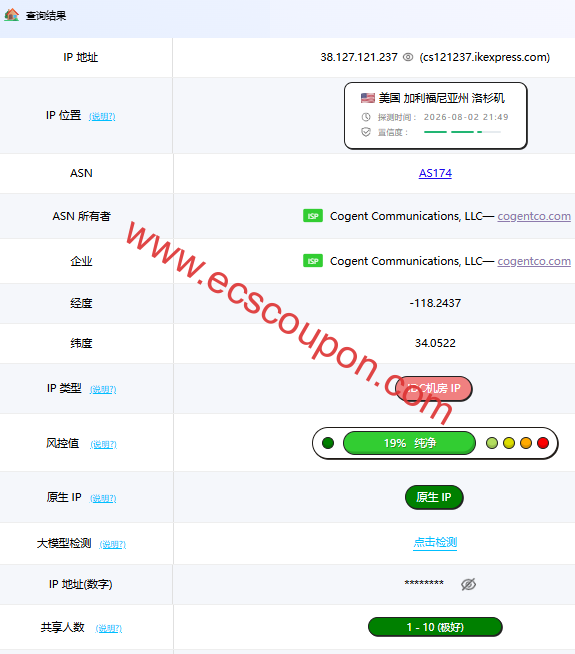 ping0.cc检测报告