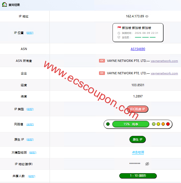 ping0.cc检测报告