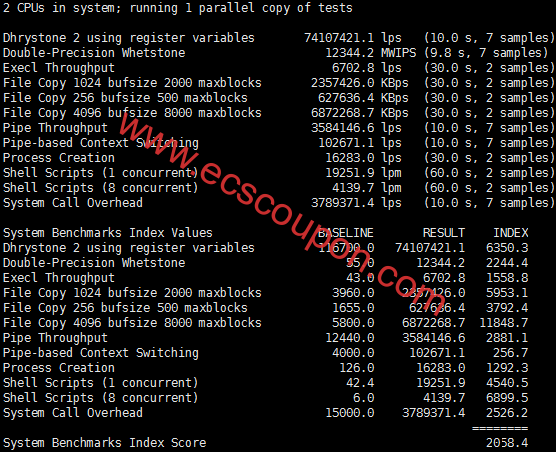 Unixbench跑分测试